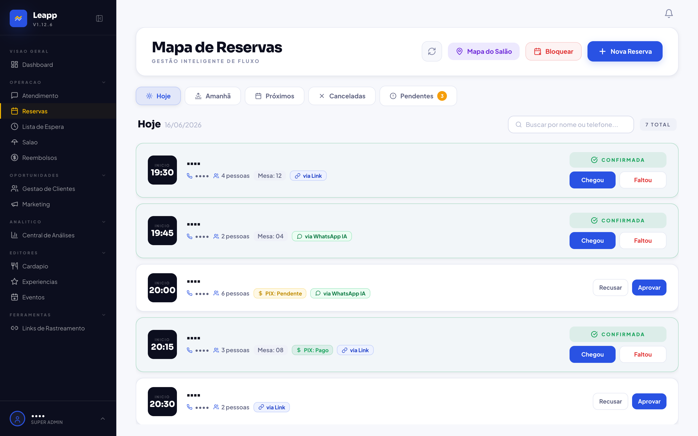 Mapa de reservas do Leapp